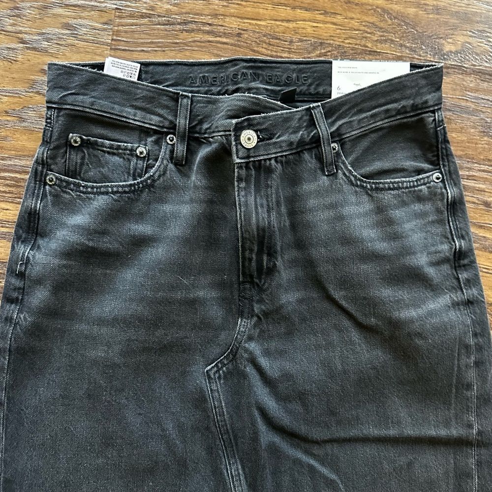 American Eagle AE 90’s High Rise Maxi Denim Skirt Black Size 6 NEW - Picture 4 of 7